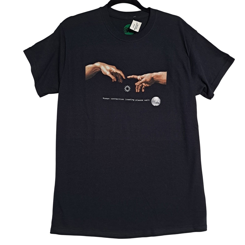 At All Human Connection Loading Graphic‎ Tee Mens Medium Black NWT Michelangelo